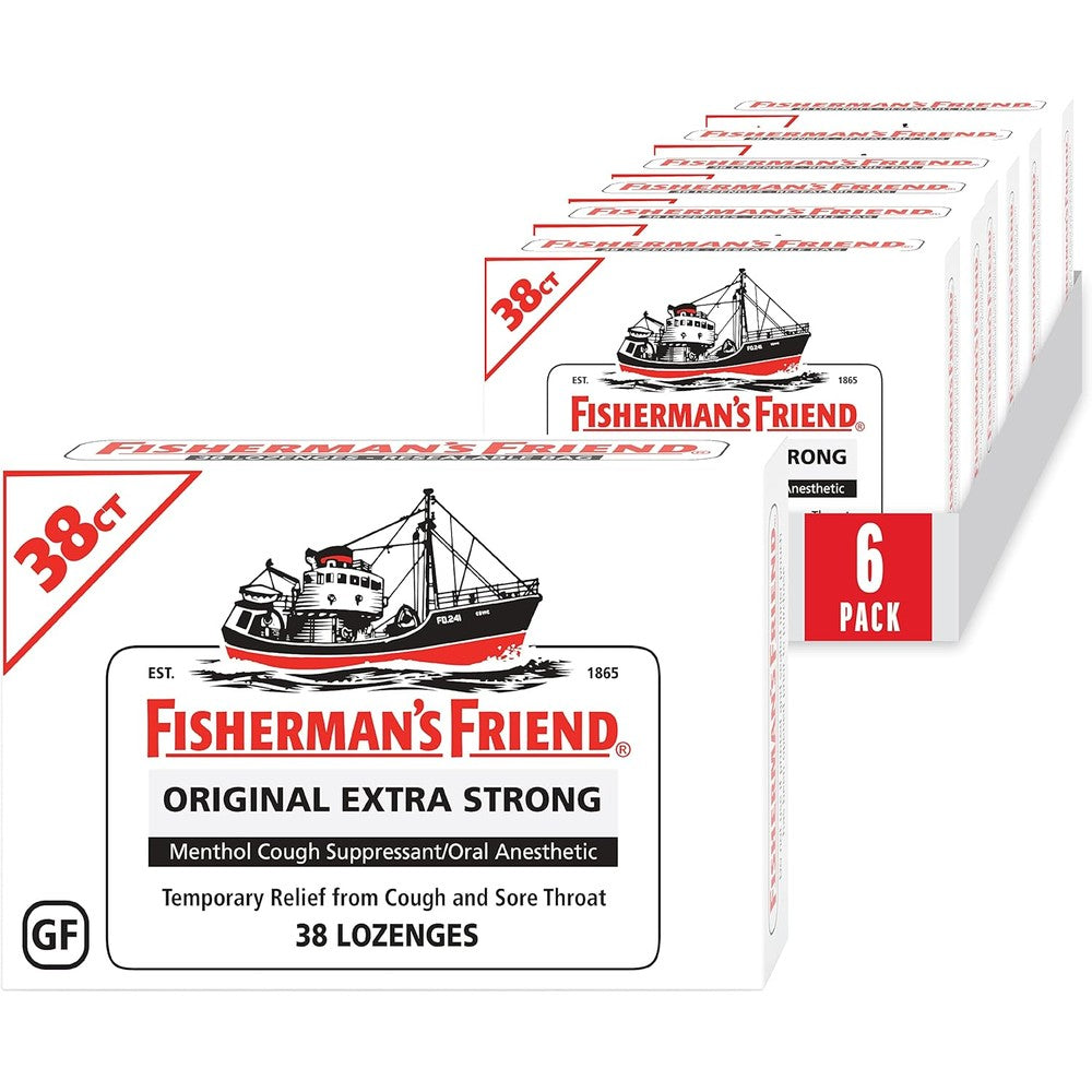Fisherman's Friend Original Extra Strong Cough Drops front packaging view showing the classic paper pouch design.