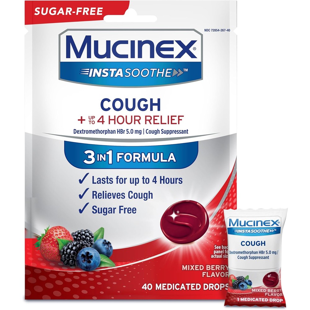 Mucinex Instasoothe Sugar Free Cough Drops front view