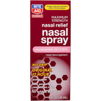 Rite Aid Maximum Strength Nasal Spray front view showing twelve hour severe congestion relief formula packaging.