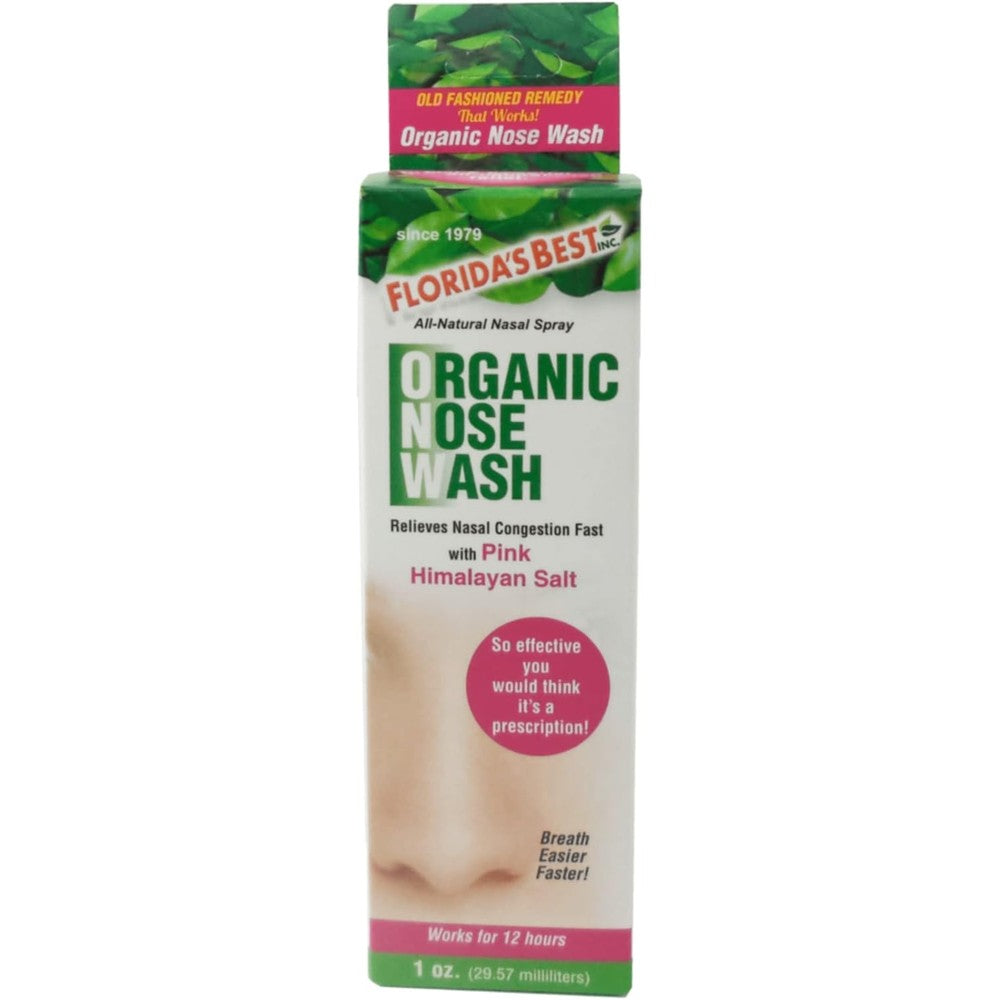 Florida's Best Inc Organic Nose Wash front view of the bottle showing the organic sinus relief label