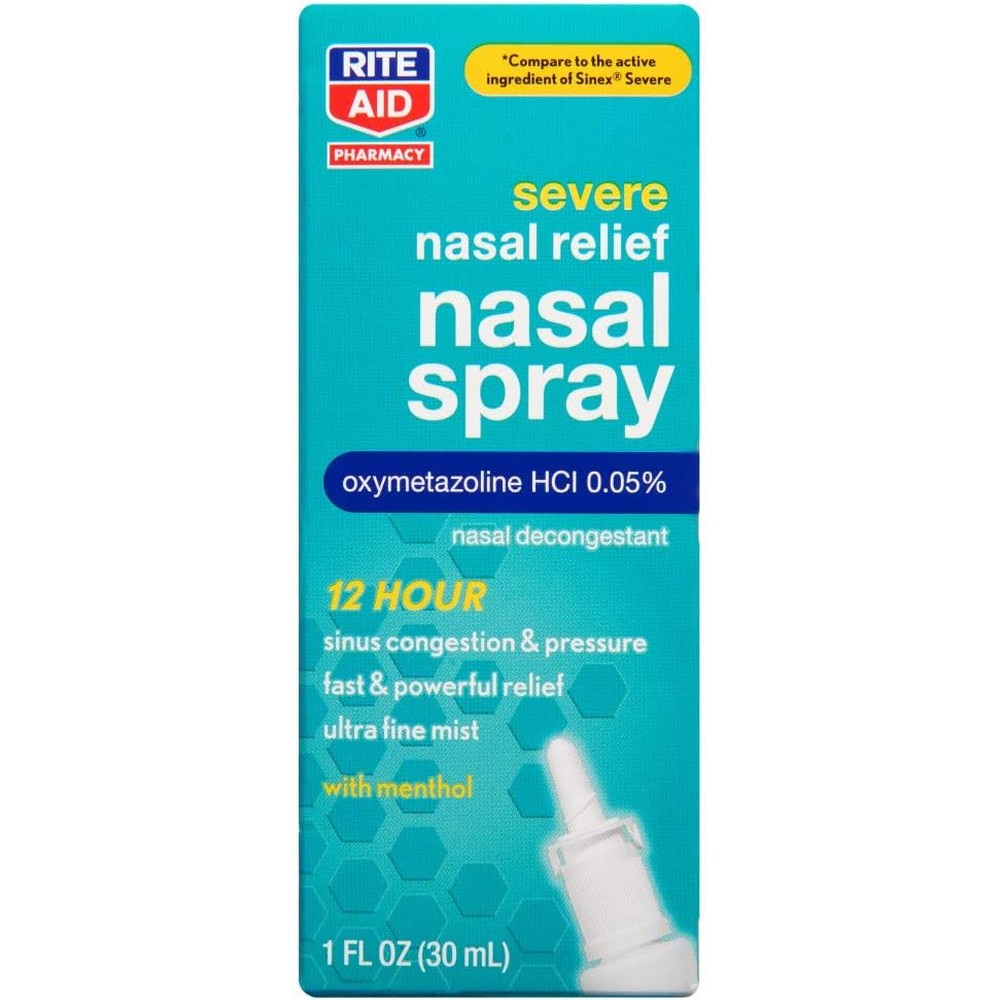 Rite Aid Severe Congestion Ultra Fine Mist Nasal Spray front packaging for fast sinus relief