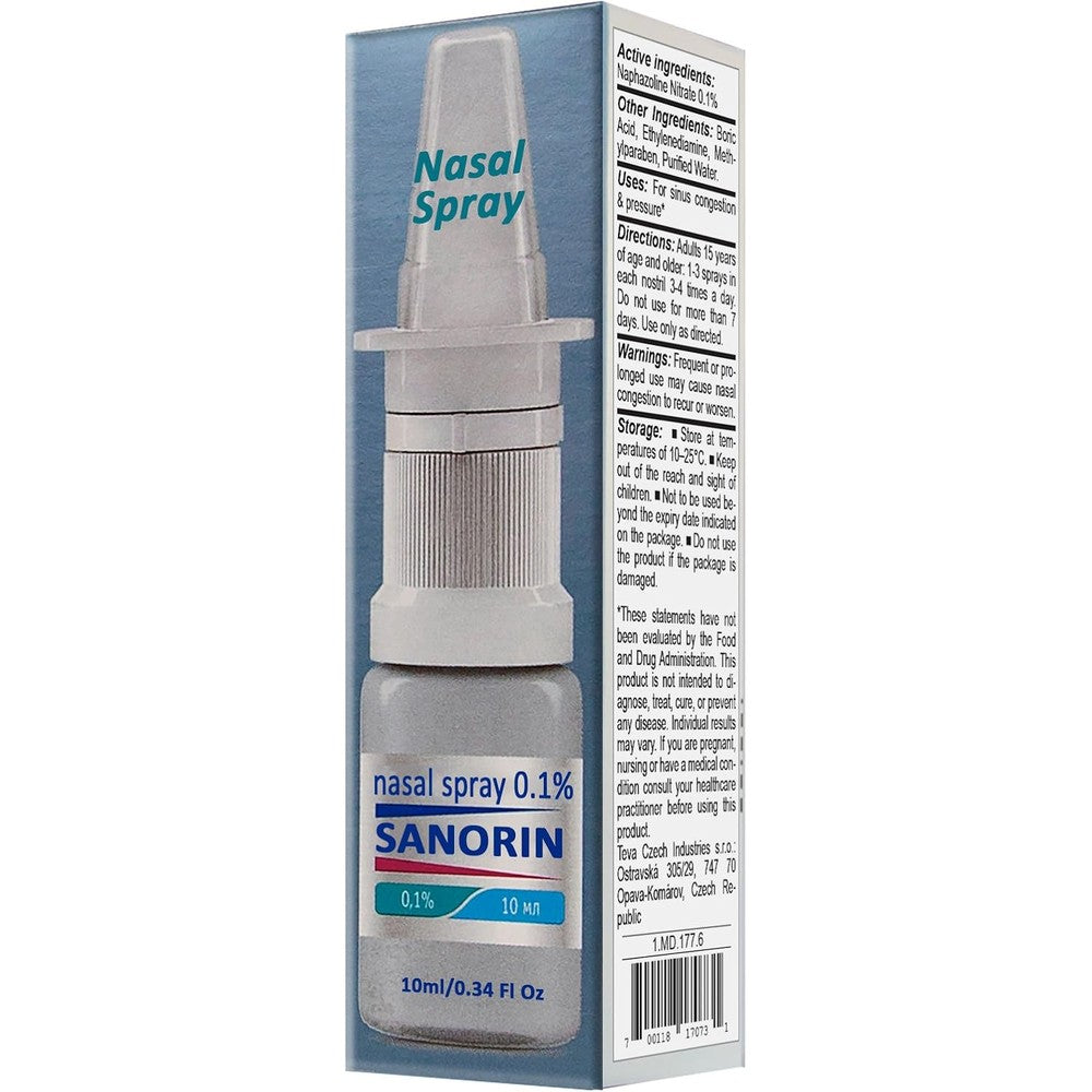 Caredura Sanorin nasal spray front view for fast sinus relief