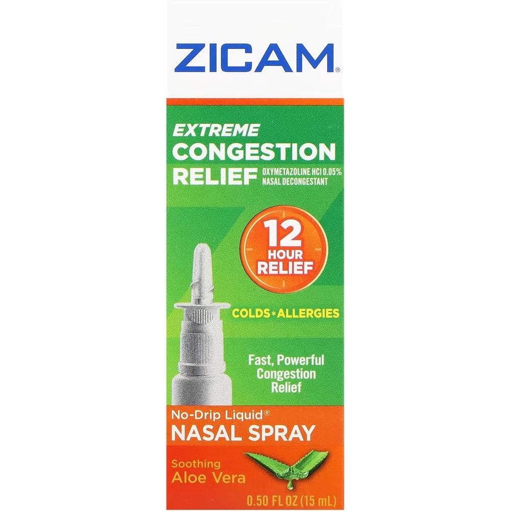 Zicam Extreme Congestion Relief Nasal Gel front view showing twelve hour relief claim
