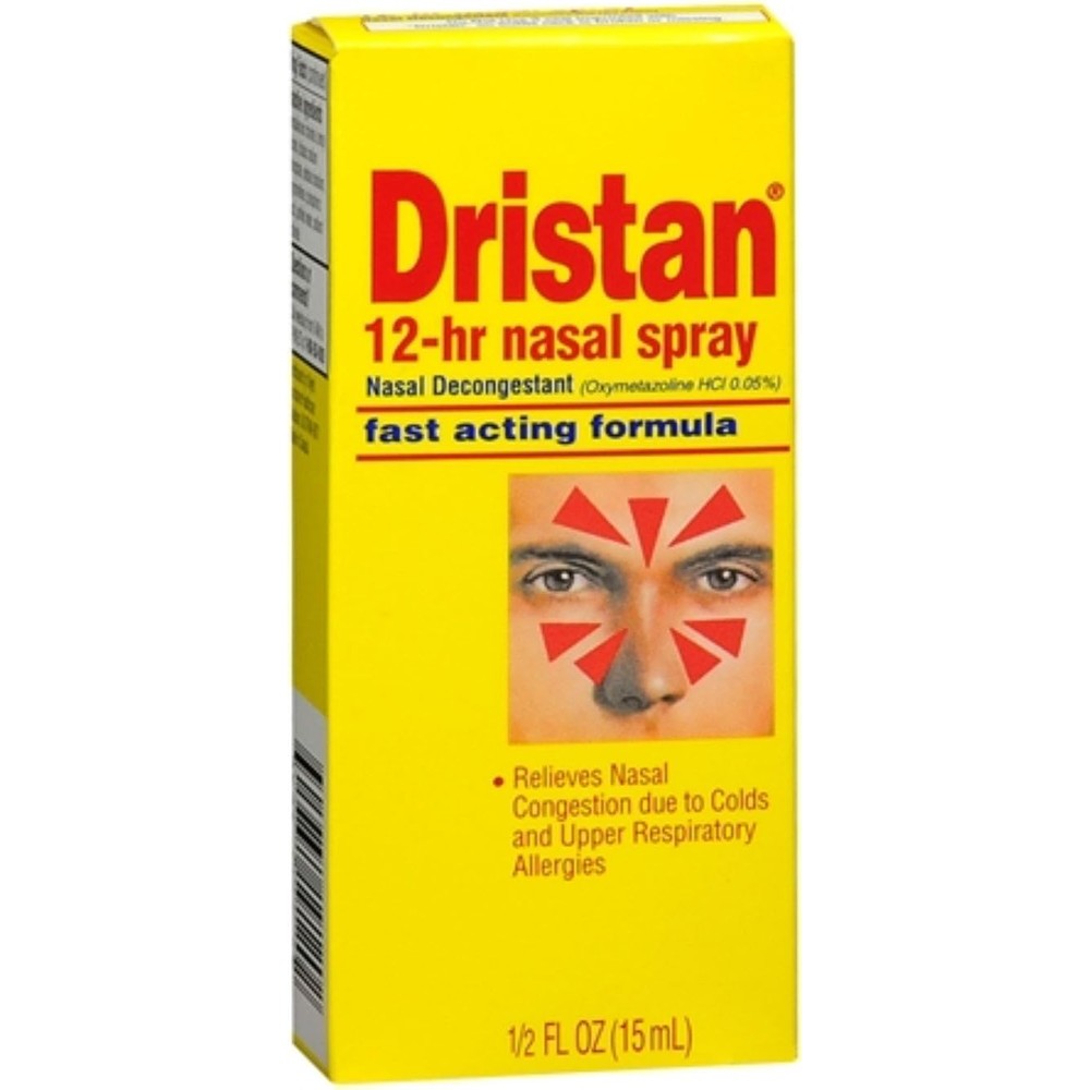 Pfizer Dristan Twelve Hour Nasal Spray front packaging showing fast acting congestion relief