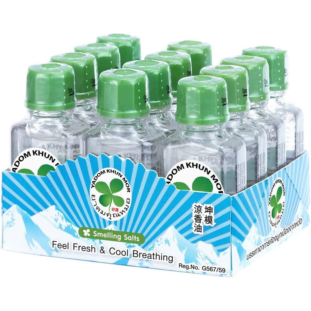 Yadom Khun Mor Thai Pim Saen Balm Oil Nasal Inhaler pack of twelve front view showing packaging