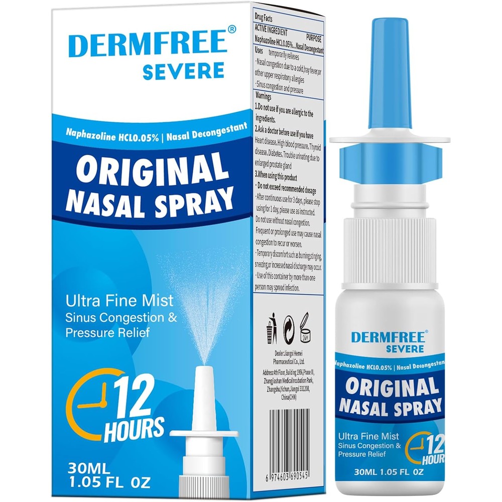 Vicks DERMFREE Nasal Spray Decongestant front view premium imported allergy relief packaging