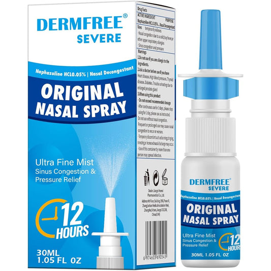 Vicks DERMFREE Nasal Spray Decongestant front view premium imported allergy relief packaging