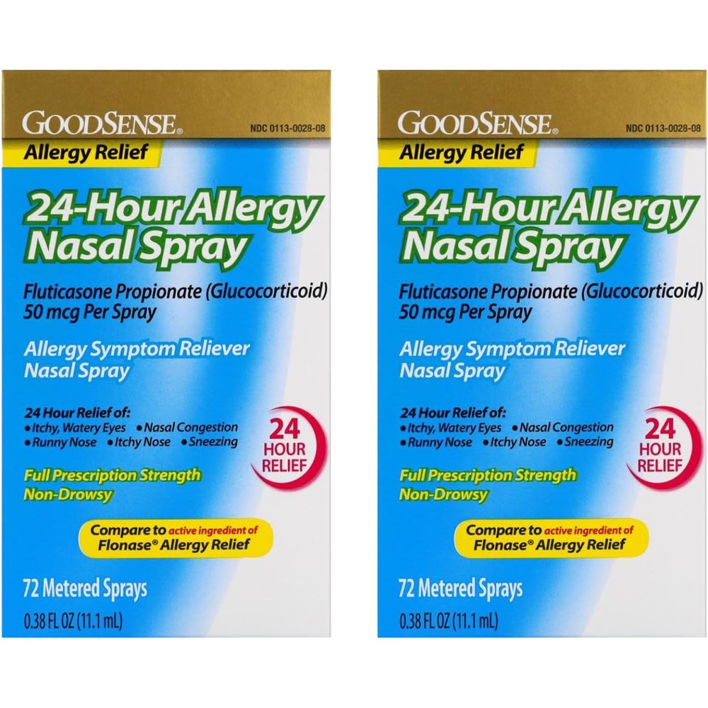 GoodSense Fluticasone Propionate Nasal Spray 2-pack front view for allergy relief