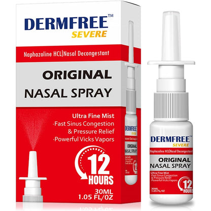 DERMFREE Severe Nasal Decongestant Spray front packaging for sinus relief