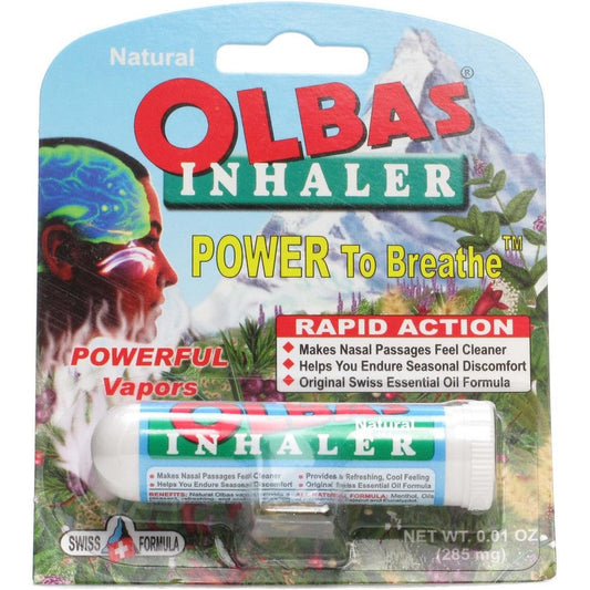 Olbas Aromatherapy Nasal Inhaler Stick front view for natural congestion relief
