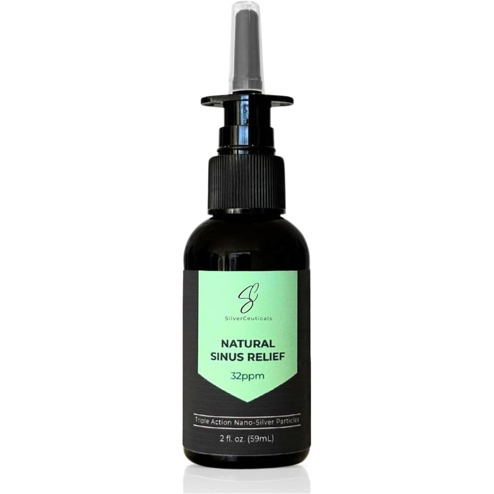 SilverCeuticals Natural Sinus Relief Spray front view bottle for natural allergy symptom relief