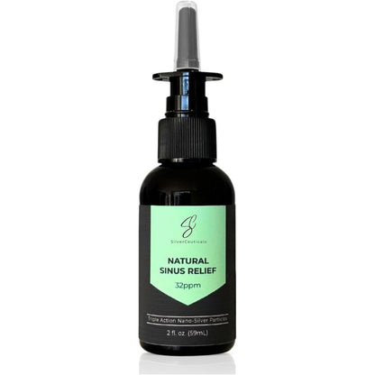 SilverCeuticals Natural Sinus Relief Spray front view bottle for natural allergy symptom relief