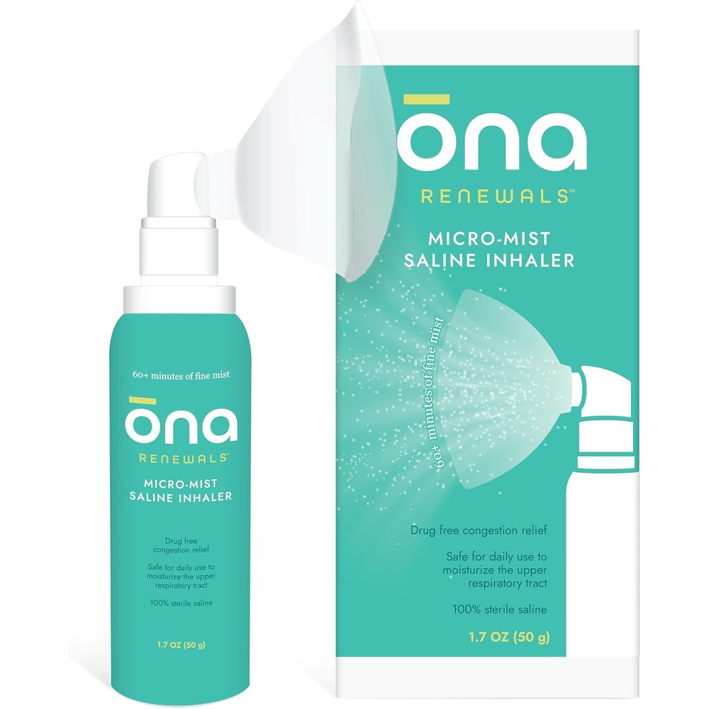 ONA Renewals Saline Micro Mist Nasal Inhaler front view for adult allergy relief
