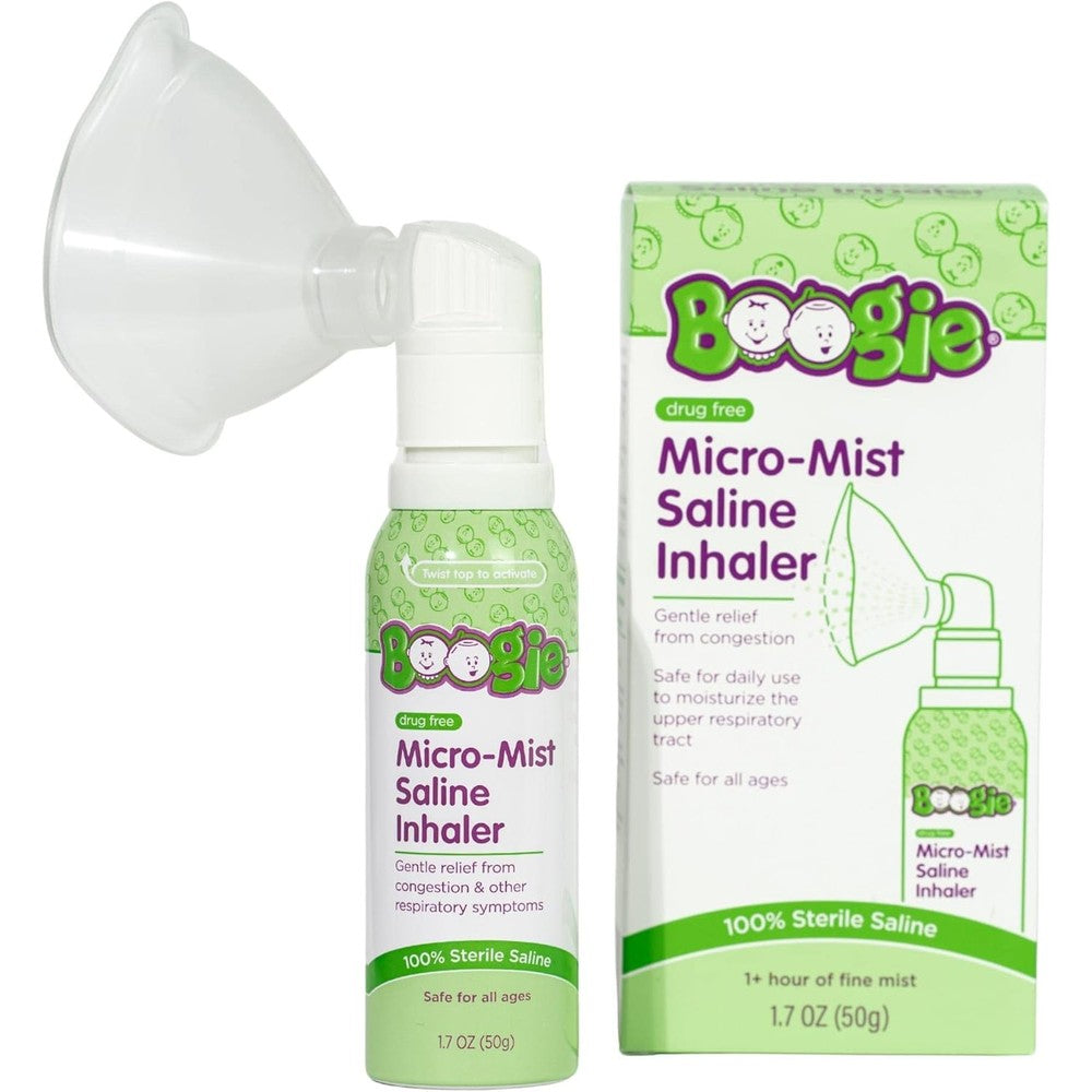 Boogie Micro Mist Saline Inhaler front view packaging for baby nasal relief
