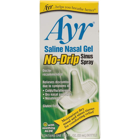 AYR Saline Nasal Gel No Drip Sinus Spray front view bottle for dry nasal relief