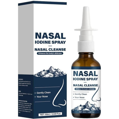 Generic Iodine Nasal Spray with Fulvic Acid front view of the sixty milliliter bottle showing product labels