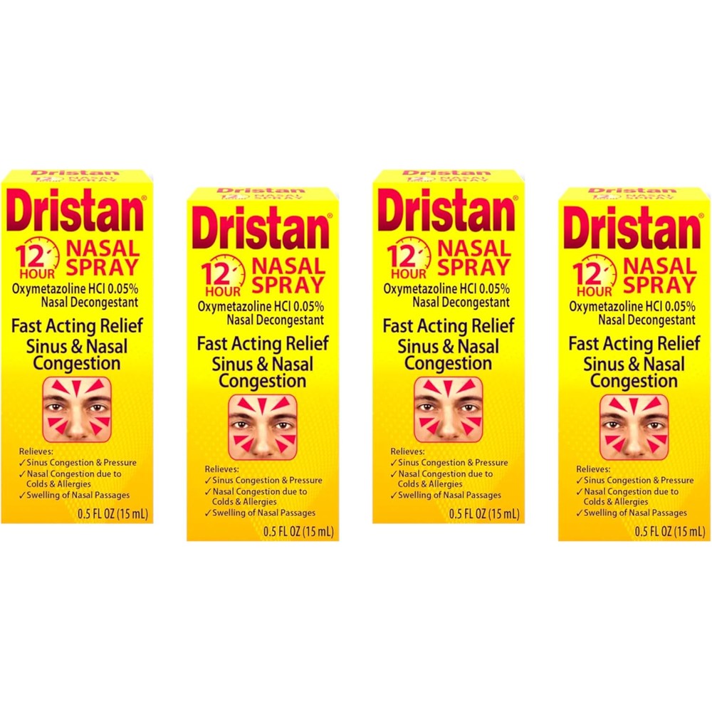 Dristan 12 Hour Nasal Spray front view bottle packaging for fast acting sinus congestion relief