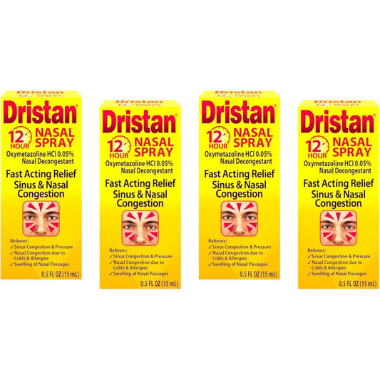 Dristan 12 Hour Nasal Spray front view bottle packaging for fast acting sinus congestion relief