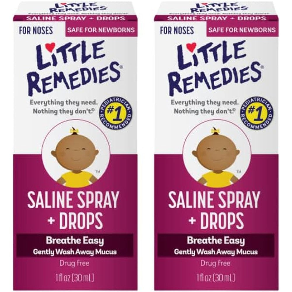 Little Remedies Little Noses Saline Spray Drops front view pack of two for baby nasal congestion relief
