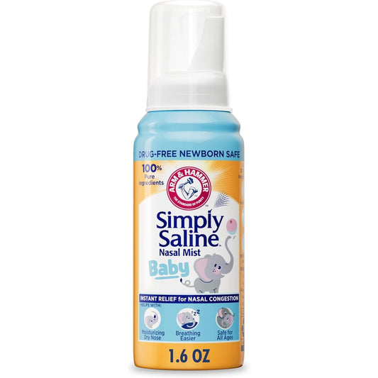 Arm & Hammer Simply Saline Baby Nasal Mist spray bottle for newborn congestion