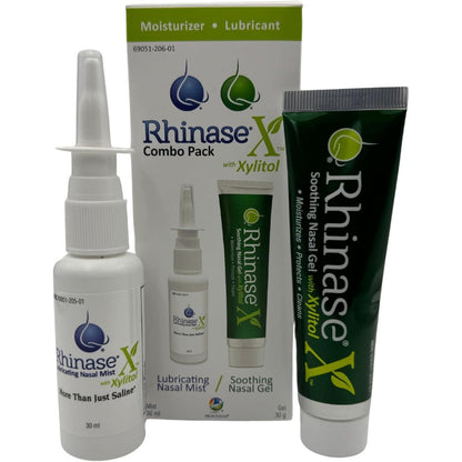 Mysticmuse Rhinase X Nasal Gel and Spray Combo Pack front view for nasal allergy relief