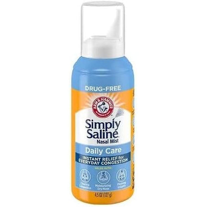 Arm And Hammer Simply Saline Nasal Mist pack of three front view for congestion relief