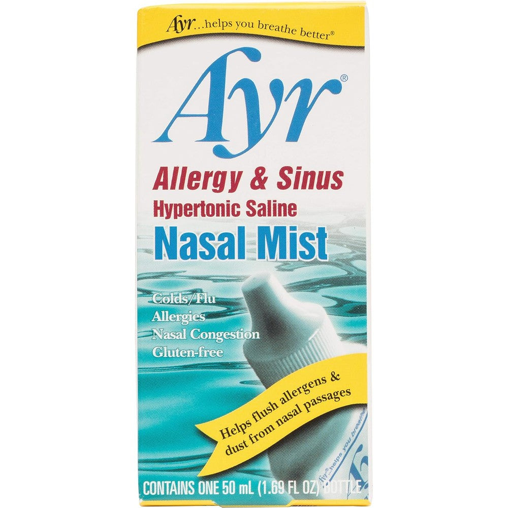 AYR Allergy and Sinus Hypertonic Saline Nasal Mist front view for fast allergy relief