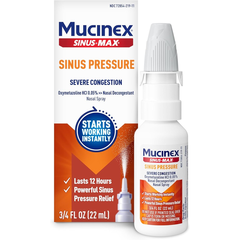 Mucinex Sinus-Max Severe Nasal Congestion Relief spray front view for sinus pressure