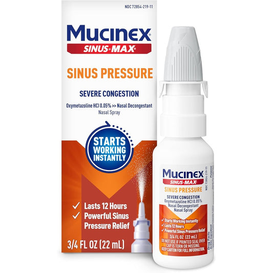 Mucinex Sinus-Max Severe Nasal Congestion Relief spray front view for sinus pressure