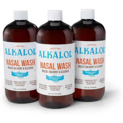 Alkalol Solution Original Nasal Wash 16 fluid ounce 3 pack front view hypertonic saline rinse