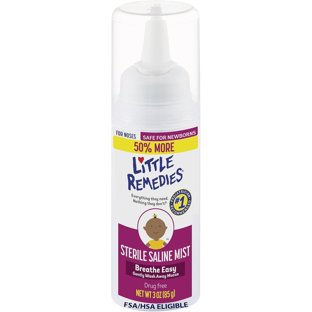 Little Remedies Sterile Saline Nasal Mist front view packaging for baby congestion relief