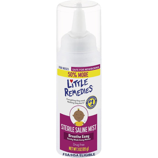 Little Remedies Sterile Saline Nasal Mist front view packaging for baby congestion relief