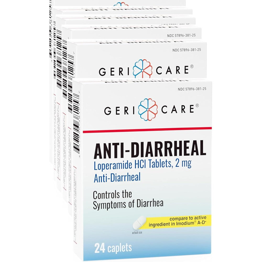 MedRite Loperamide two milligram anti diarrhea pills front view box packaging for digestive relief