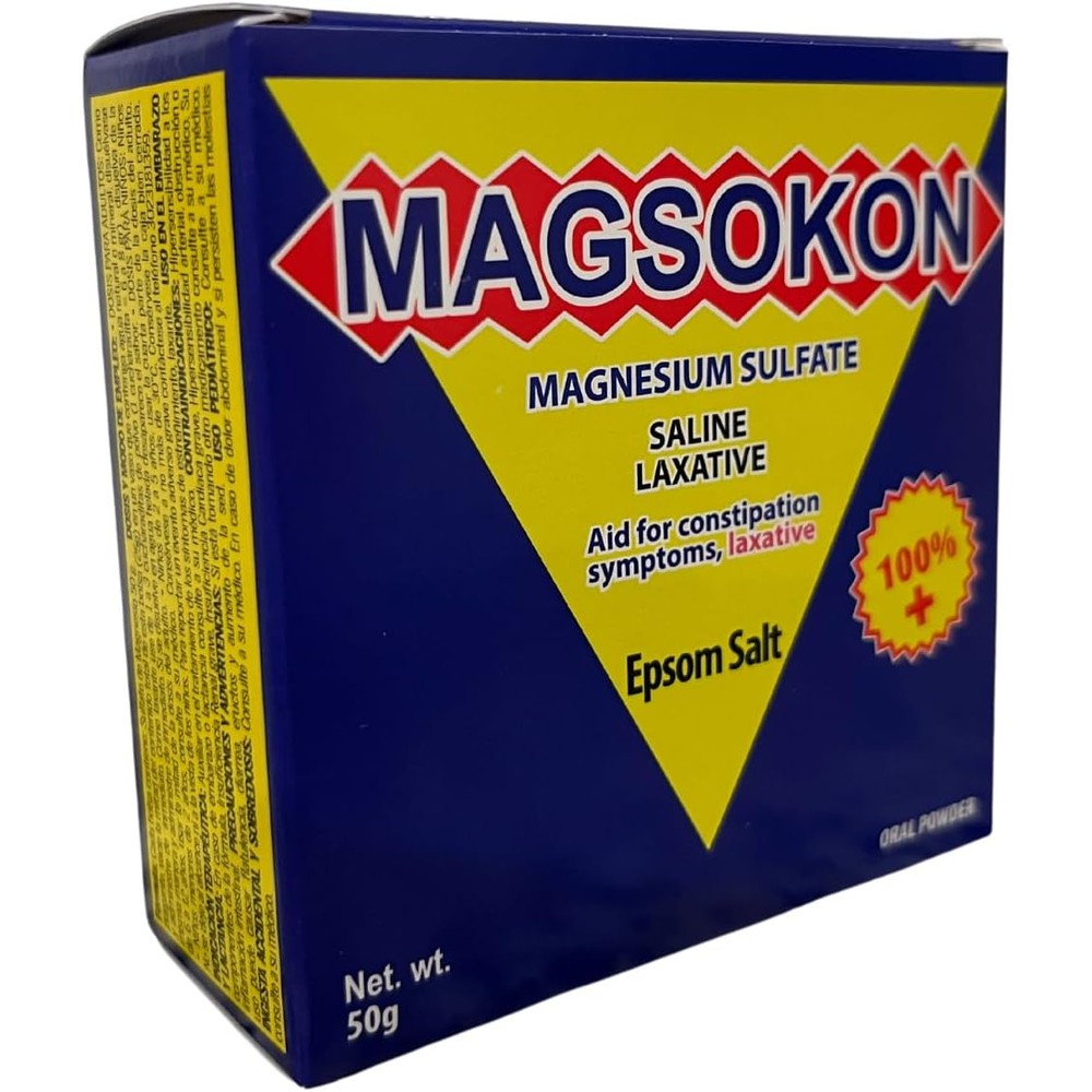 Magsokon Magzocon en polvo oral laxative powder front pouch view