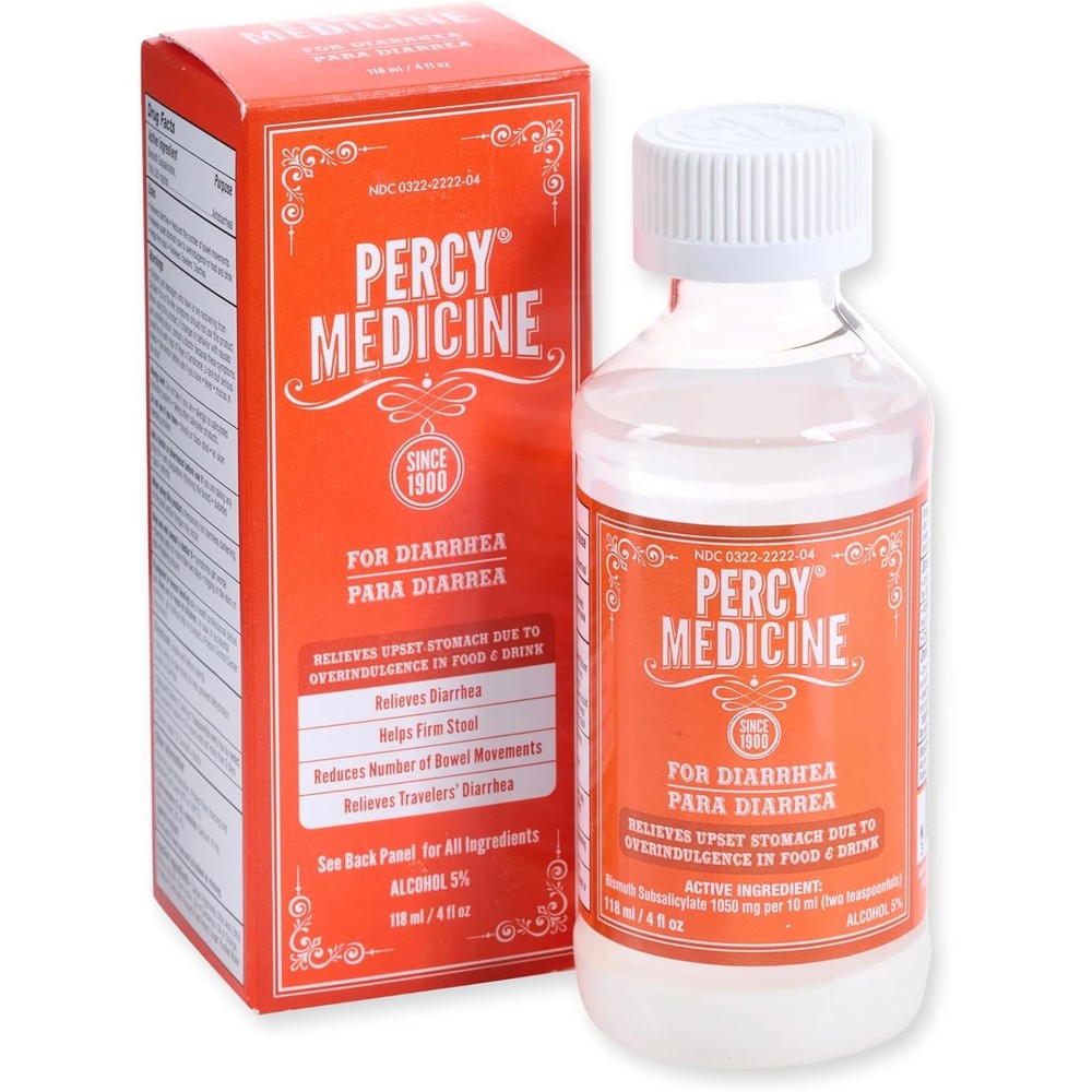 Oakhurst Company Percy Medicine anti diarrheal liquid front bottle view for stomach relief