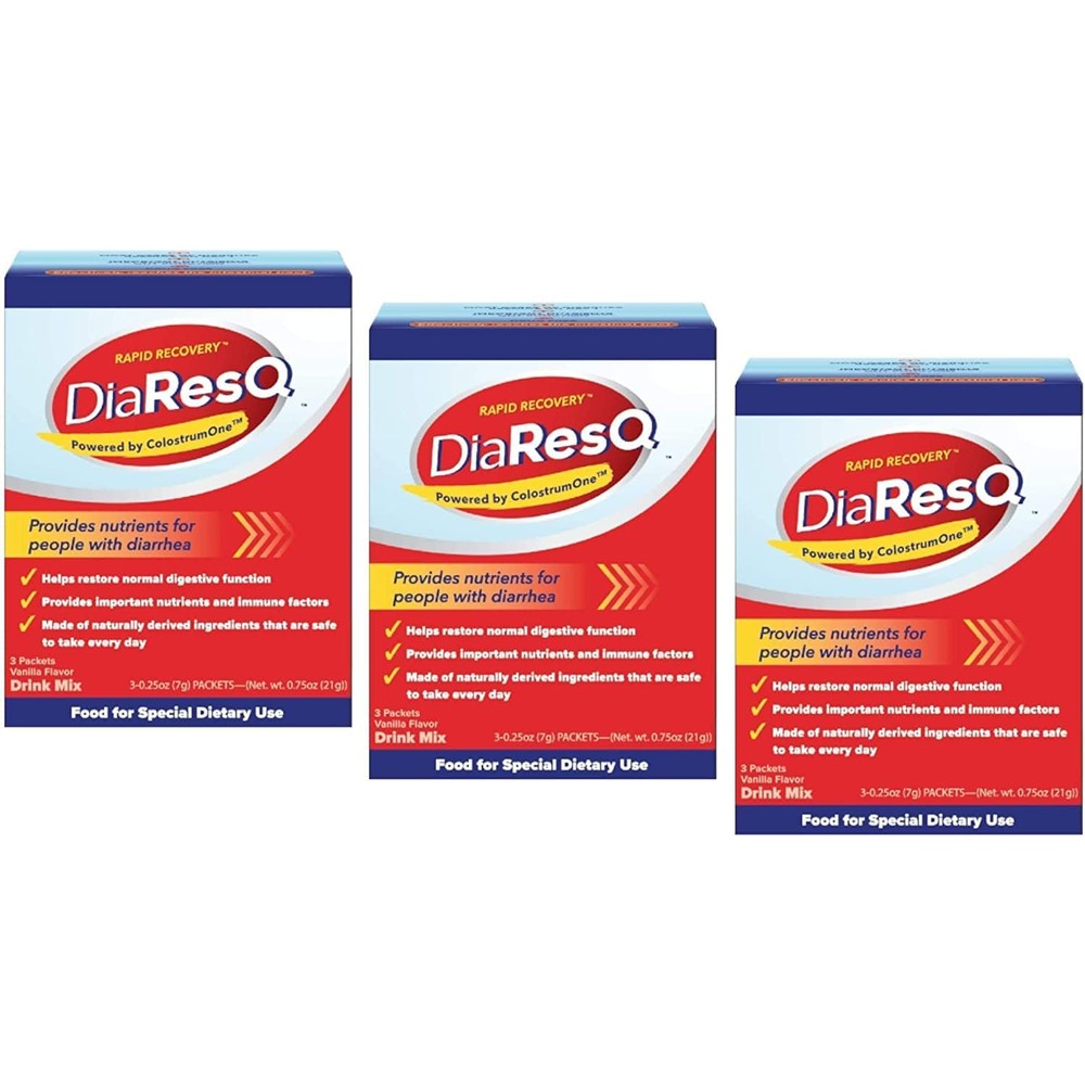 DiaResQ Rapid Recovery Diarrhea Relief 3 Packets front view