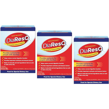 DiaResQ Rapid Recovery Diarrhea Relief 3 Packets front view
