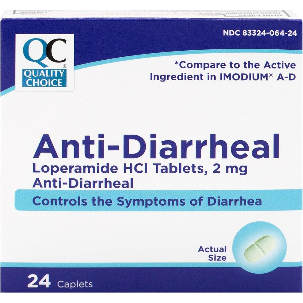 Quality Choice Diarrhea Relief Loperamide Hydrochloride 24 caplets front view