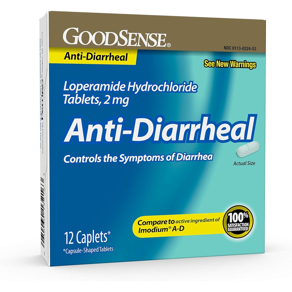 GoodSense Loperamide Hydrochloride 2mg Anti Diarrheal Tablets front of pack