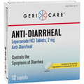 GeriCare Anti Diarrheal Loperamide HCl 2mg 24 caplets front box packaging