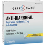 GeriCare Anti Diarrheal Loperamide HCl 2mg 24 caplets front box packaging