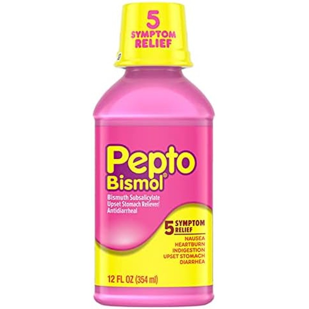 Pepto-Bismol Original Liquid 12 Fluid Ounce front view bottle