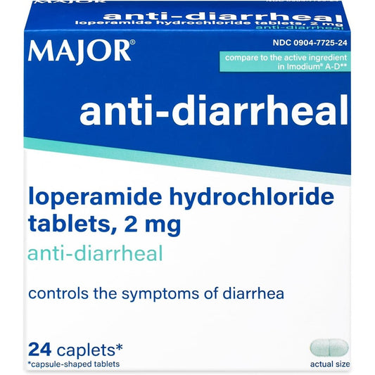 Berkley Jensen Anti Diarrheal Medicine front packaging showing twenty four count box