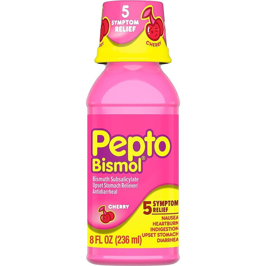 Pepto Bismol Cherry Liquid 8 Fluid Ounce bottle front view
