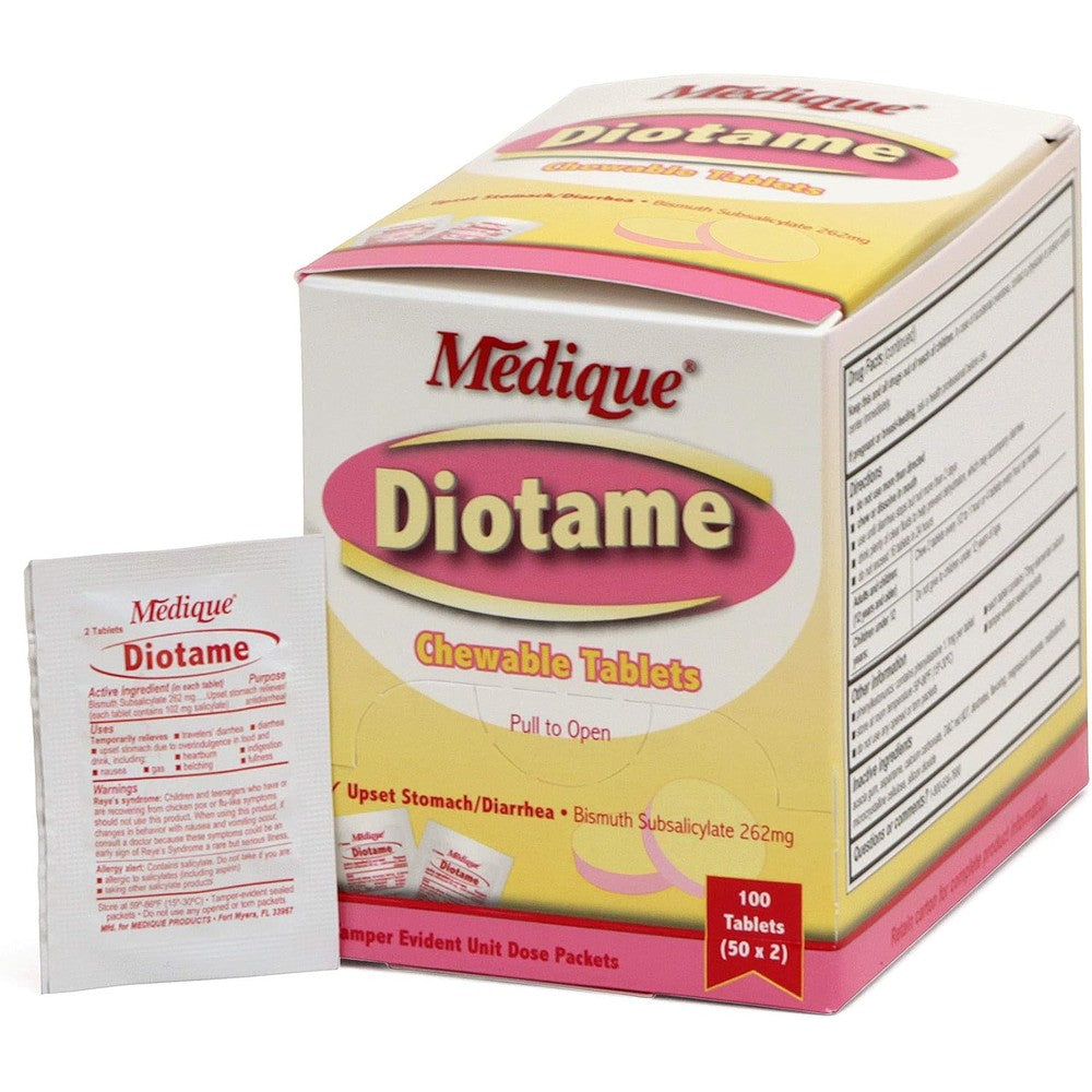Medique Diotame chewable tablets front of box packaging