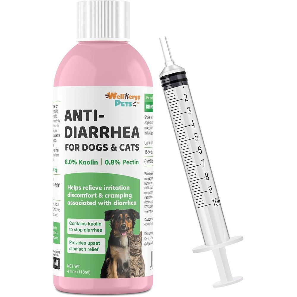 Wellnergy Pets Anti Diarrhea Liquid for Dogs four ounce bottle front view