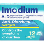 Imodium A-D Diarrhea Relief Softgels front view packaging