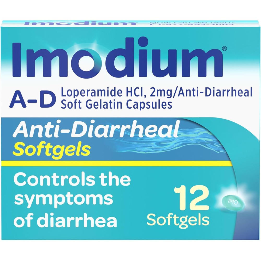Imodium A-D Diarrhea Relief Softgels front view packaging