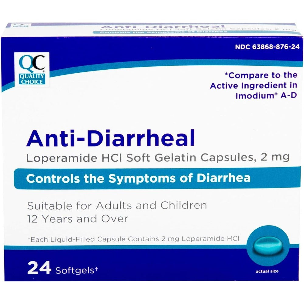 Quality Choice Loperamide 2mg Anti Diarrheal front view packaging
