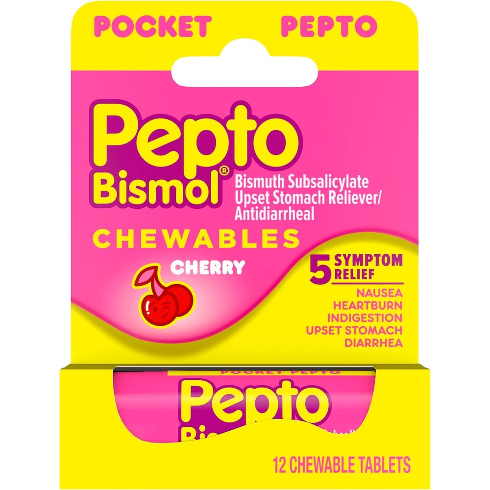 Pepto-Bismol Cherry Chewable Tablets front view